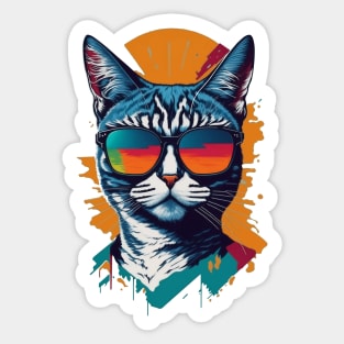 Vintage Vibes and Feline Flair Retro Cool Cat Sticker